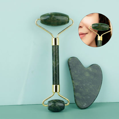 Jade Gua Sha- och ansiktsroller-set